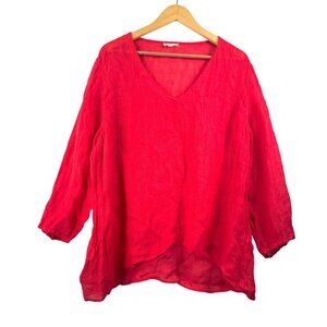 Eileen Fisher 100% linen lagen look gauzy‎ relaxed top money red 90s sz XL